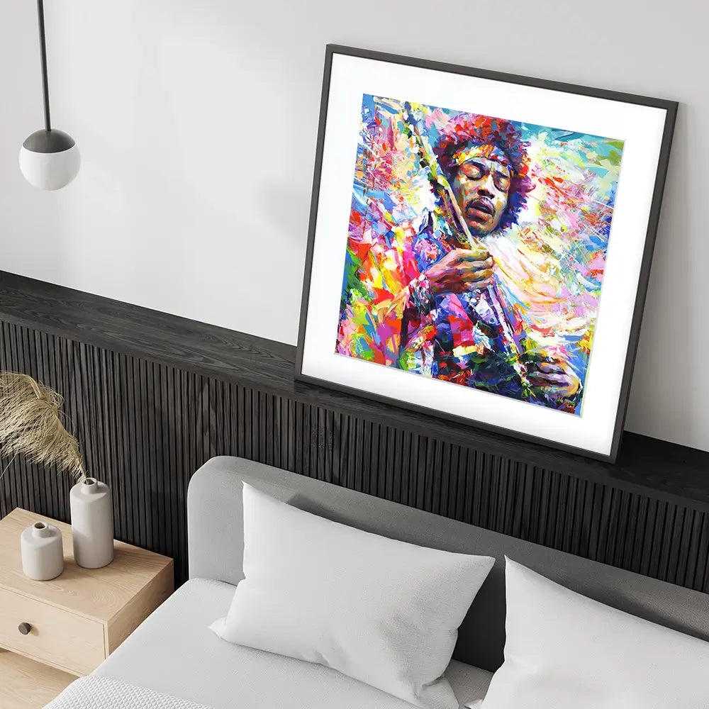 Jimi Hendrix Square Framed Art Print Jimi Hendrix Square Framed Art Print wall art product Leon Devenice