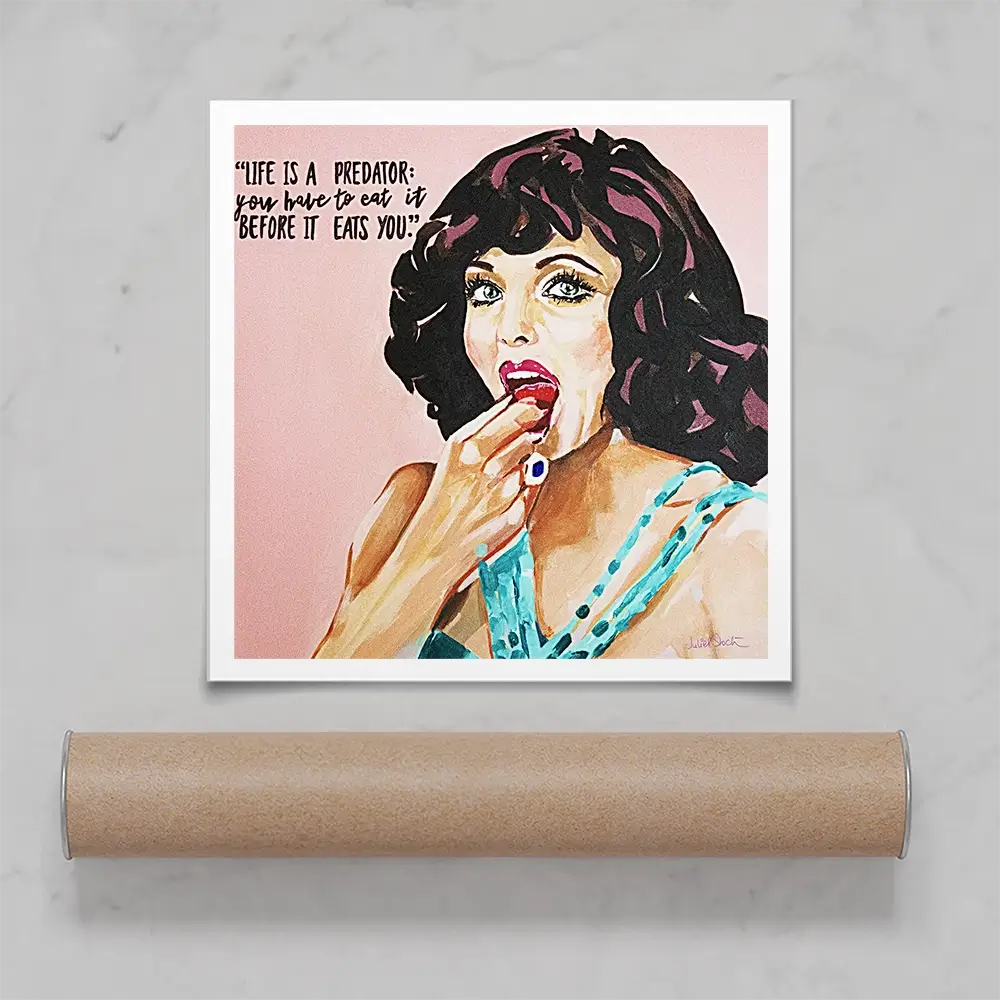 Joan Collins Life Is A Predator Square Art Print Joan Collins Life Is A Predator Square Art Print wall art product Juliet Stockton