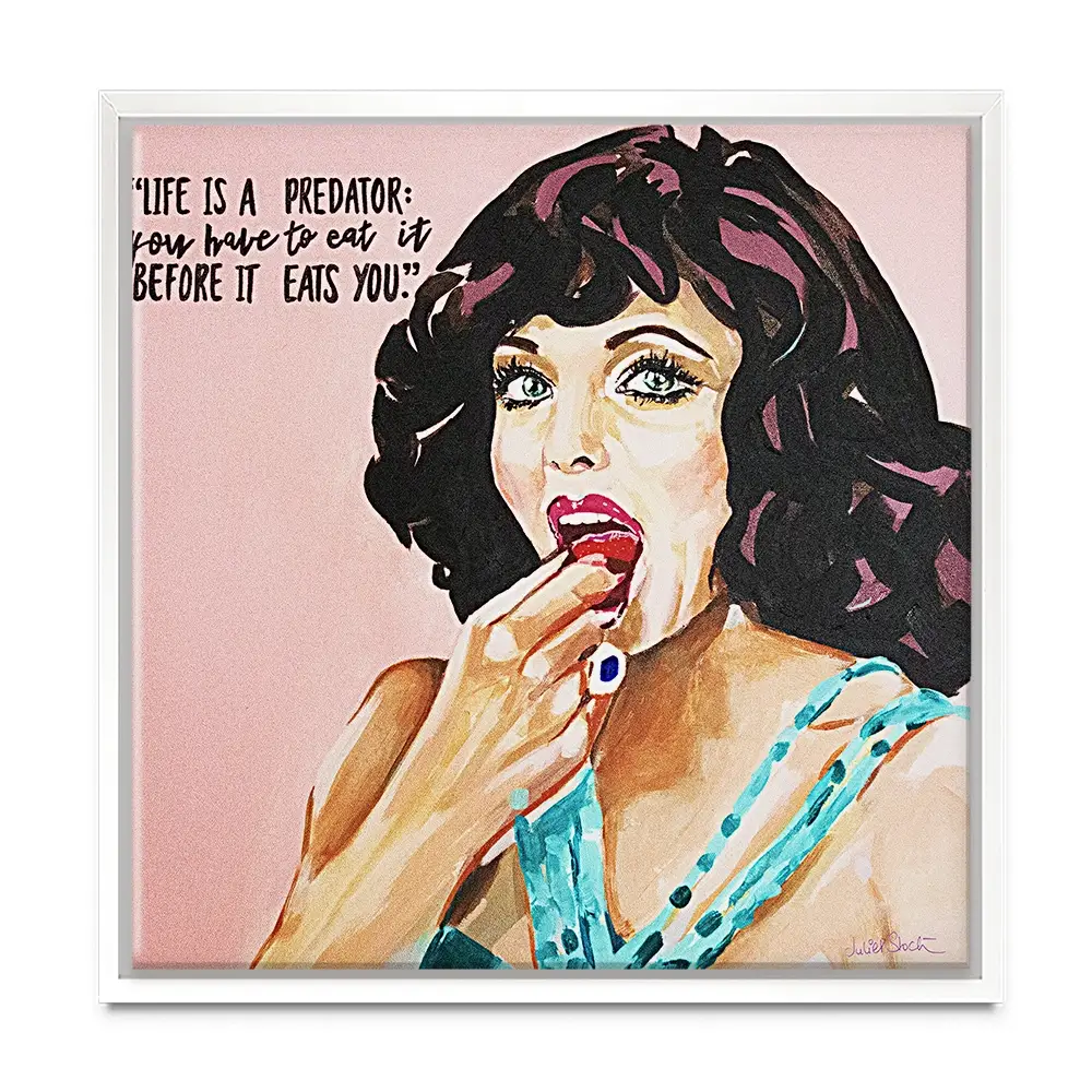 Joan Collins Life Is A Predator Square Canvas Print Joan Collins Life Is A Predator Square Canvas Print wall art product Juliet Stockton
