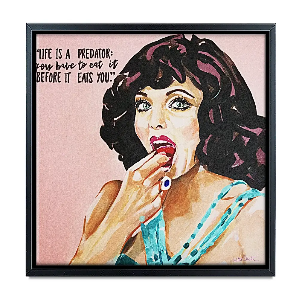 Joan Collins Life Is A Predator Square Canvas Print Joan Collins Life Is A Predator Square Canvas Print wall art product Juliet Stockton