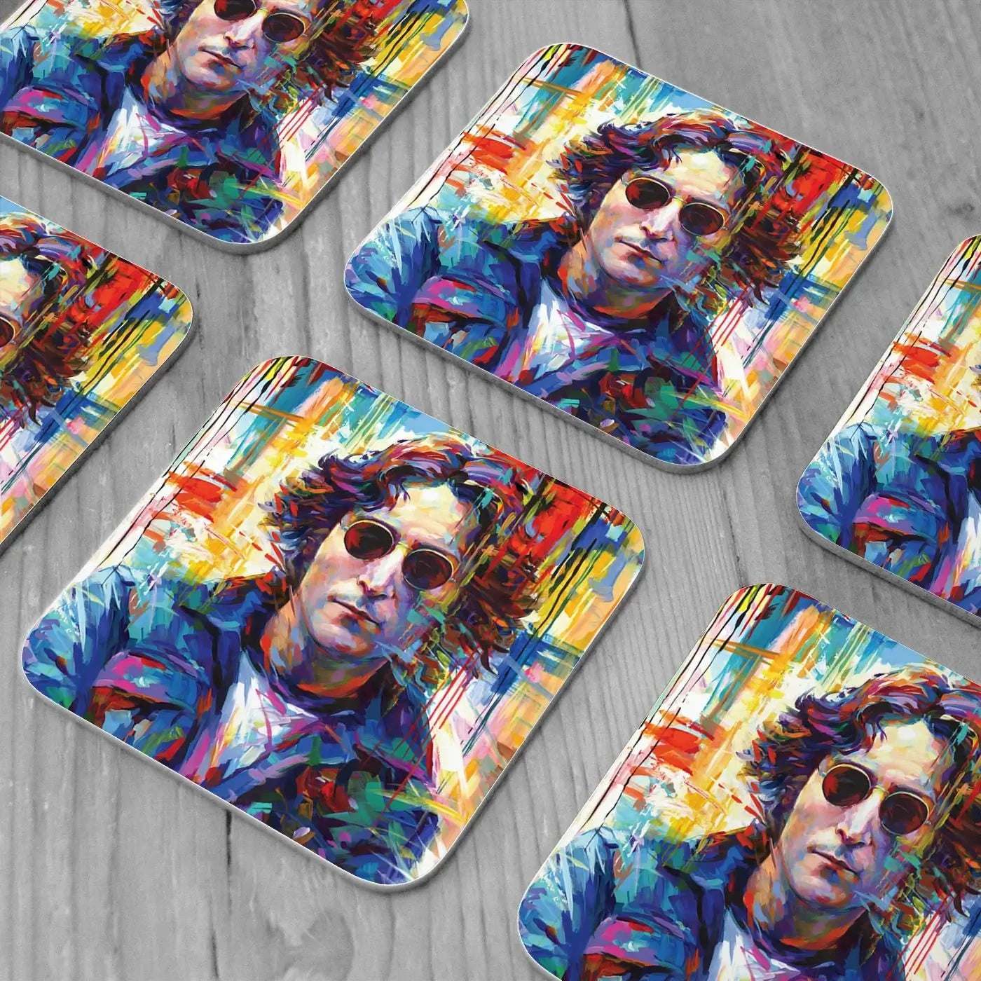 John Lennon Coaster Set Rainbow Soul Tree Coaster Set | Rainbow Soul Tree Art Coasters wall art product Leon Devenice