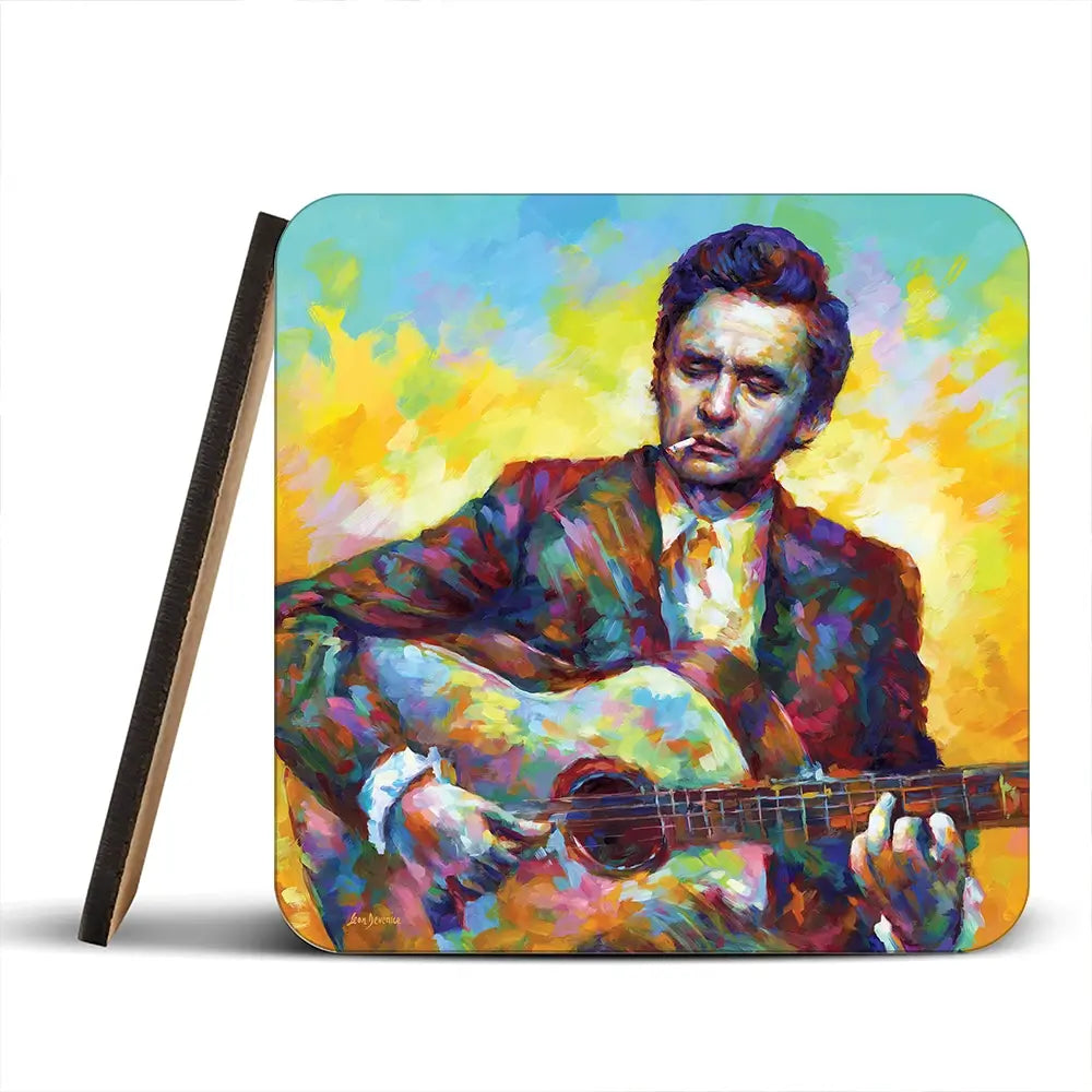 Johnny Cash Guitar Coaster Set Johnny Cash Guitar Coaster Set wall art product Leon Devenice