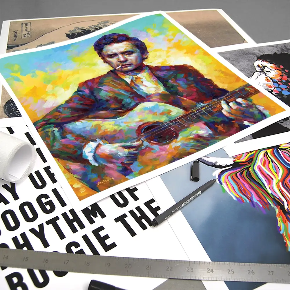 Johnny Cash Guitar Square Art Print Johnny Cash Guitar Square Art Print wall art product Leon Devenice