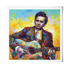 Johnny Cash Guitar Square Art Print Johnny Cash Guitar Square Art Print wall art product Leon Devenice