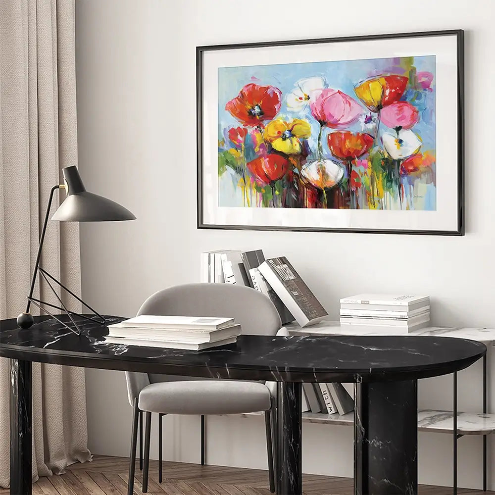 Joyful Flowers Framed Art Print Joyful Flowers Framed Art Print wall art product Leon Devenice