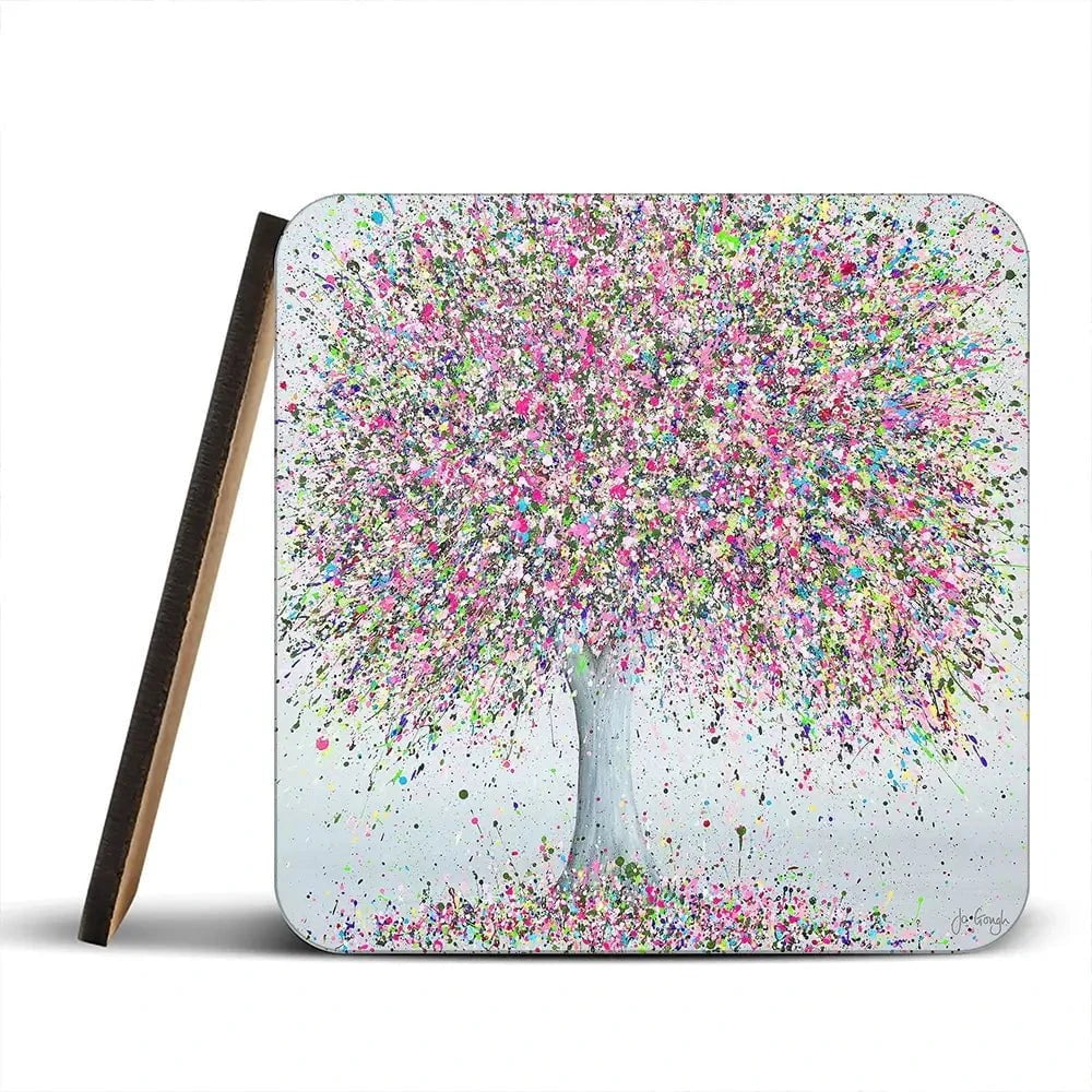 Joyful Love Coaster Set Rainbow Soul Tree Coaster Set | Rainbow Soul Tree Art Coasters wall art product Jo Gough