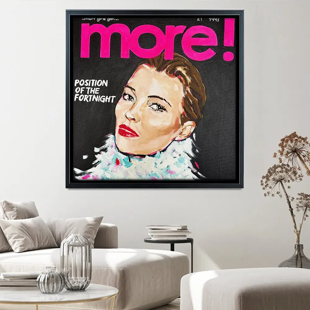 Kate Moss More Square Canvas Print Kate Moss More Square Canvas Print wall art product Juliet Stockton