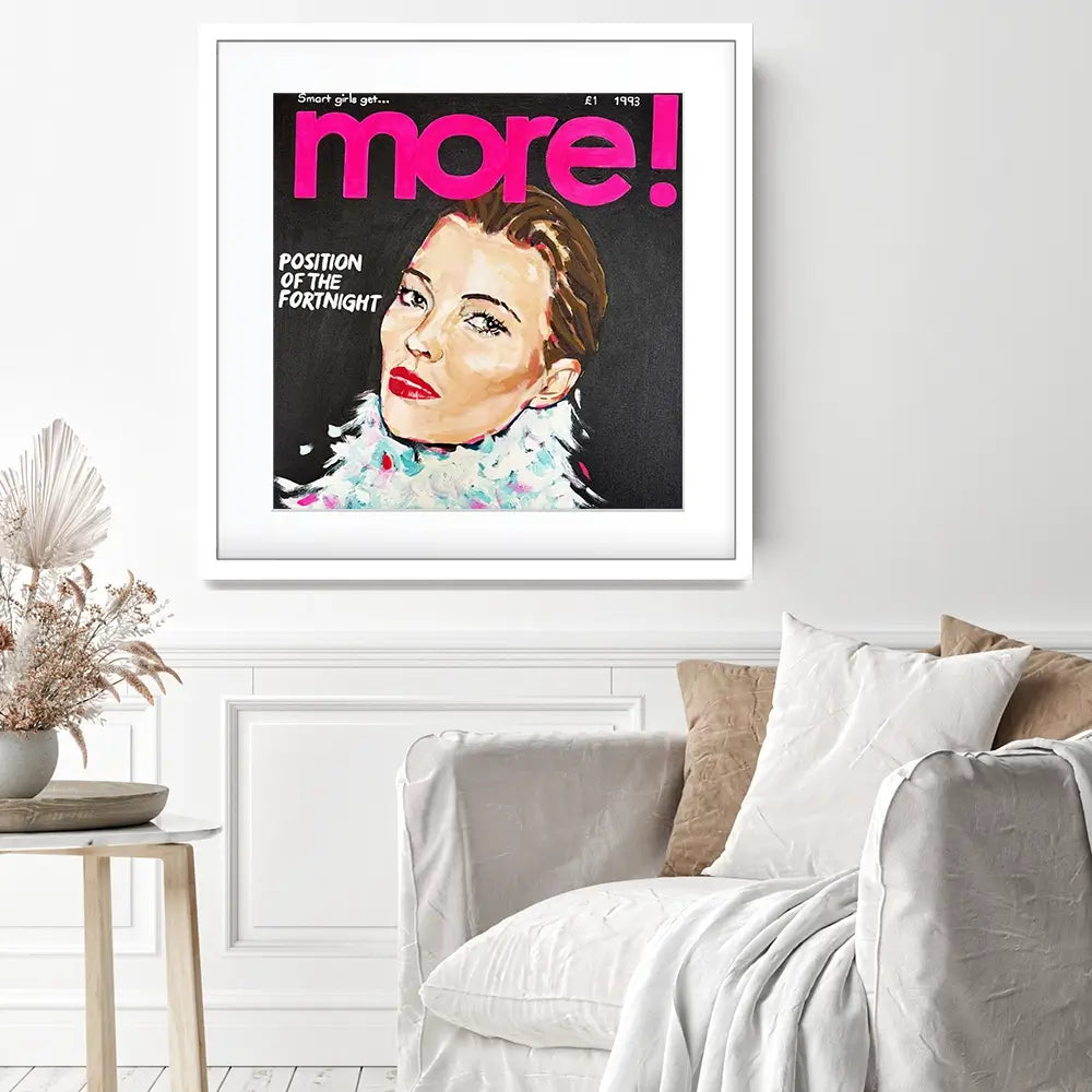 Kate Moss More Square Framed Art Print Kate Moss More Square Framed Art Print wall art product Juliet Stockton