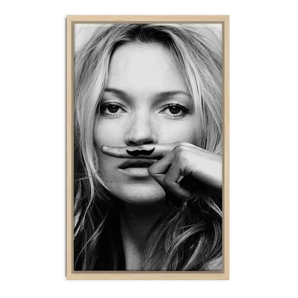 Kate Moss Moustache Oversized Canvas Print Kate Moss Moustache Oversized Canvas Print wall art product Independent