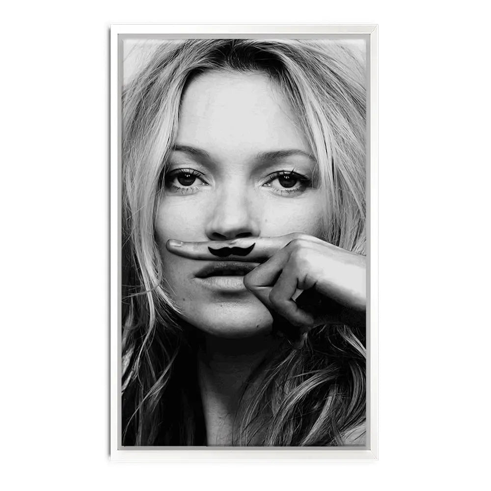 Kate Moss Moustache Oversized Canvas Print Kate Moss Moustache Oversized Canvas Print wall art product Independent