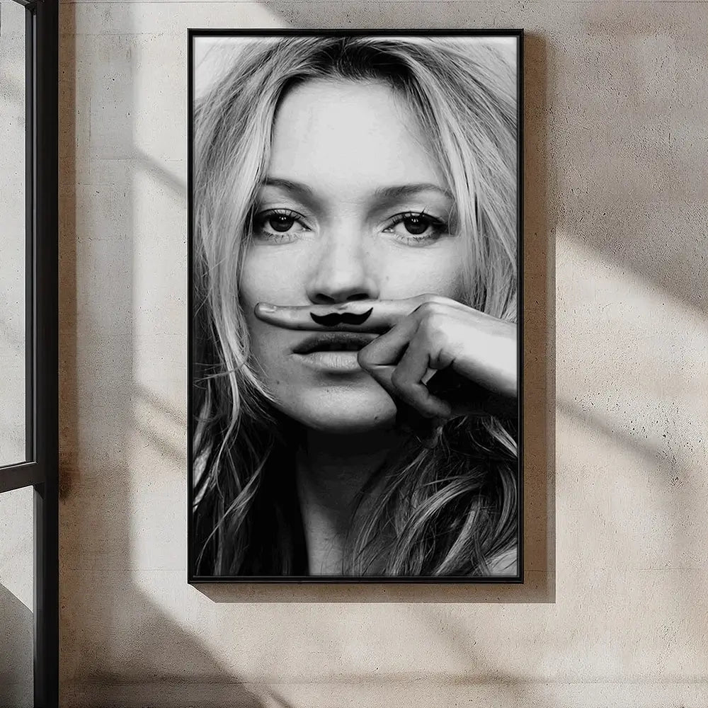 Kate Moss Moustache Oversized Canvas Print Kate Moss Moustache Oversized Canvas Print wall art product Independent