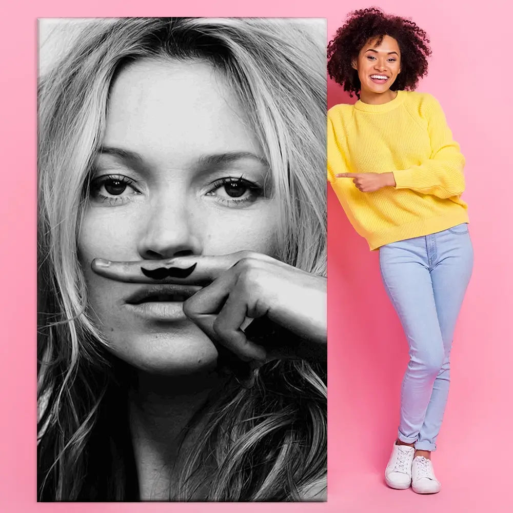 Kate Moss Moustache Oversized Canvas Print Kate Moss Moustache Oversized Canvas Print wall art product Independent
