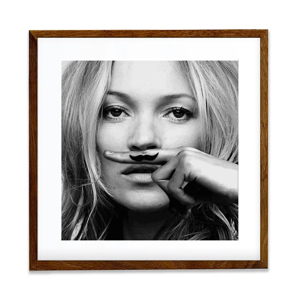 Kate Moss Moustache Square Framed Art Print Kate Moss Moustache Square Framed Art Print wall art product S Megalos