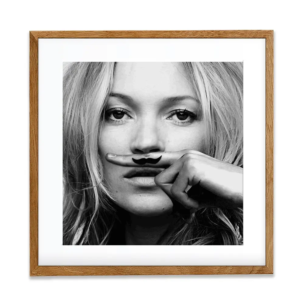 Kate Moss Moustache Square Framed Art Print Kate Moss Moustache Square Framed Art Print wall art product S Megalos