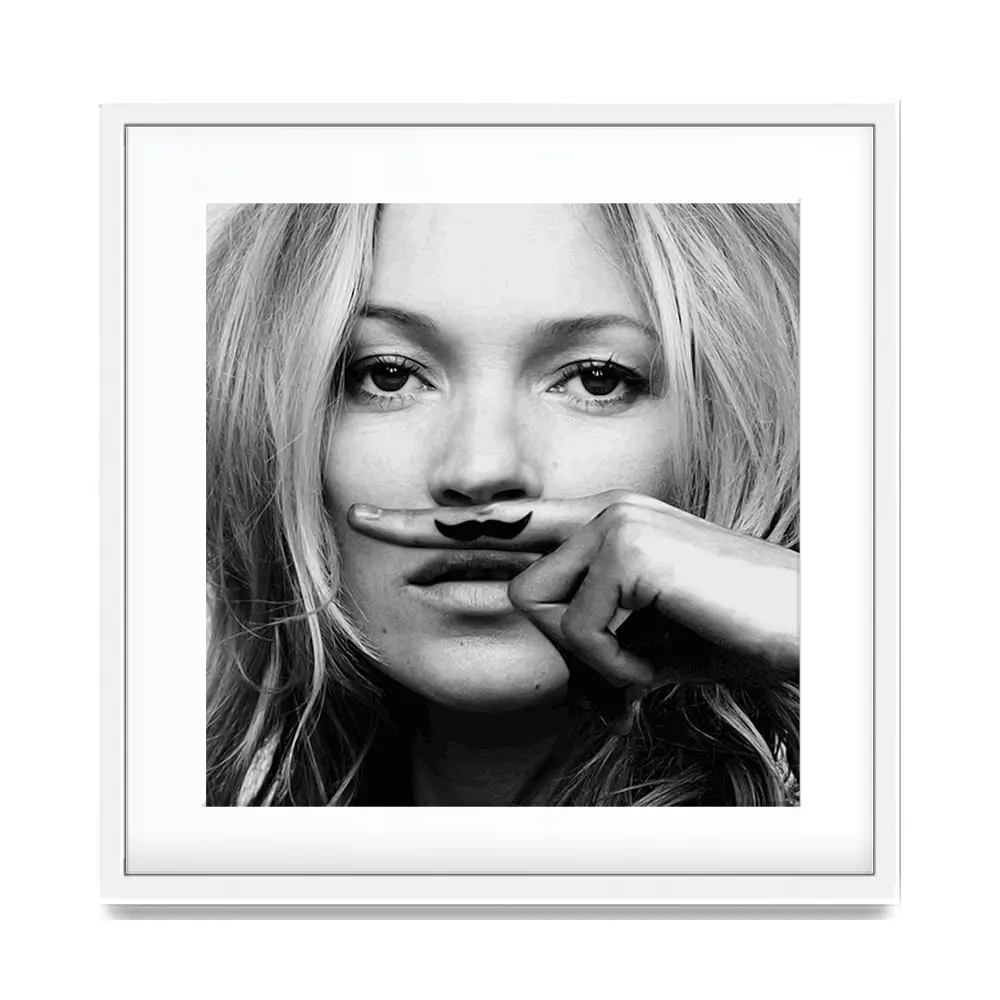 Kate Moss Moustache Square Framed Art Print Kate Moss Moustache Square Framed Art Print wall art product S Megalos