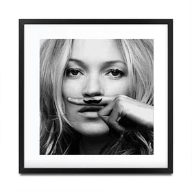 Kate Moss Moustache Square Framed Art Print Kate Moss Moustache Square Framed Art Print wall art product S Megalos