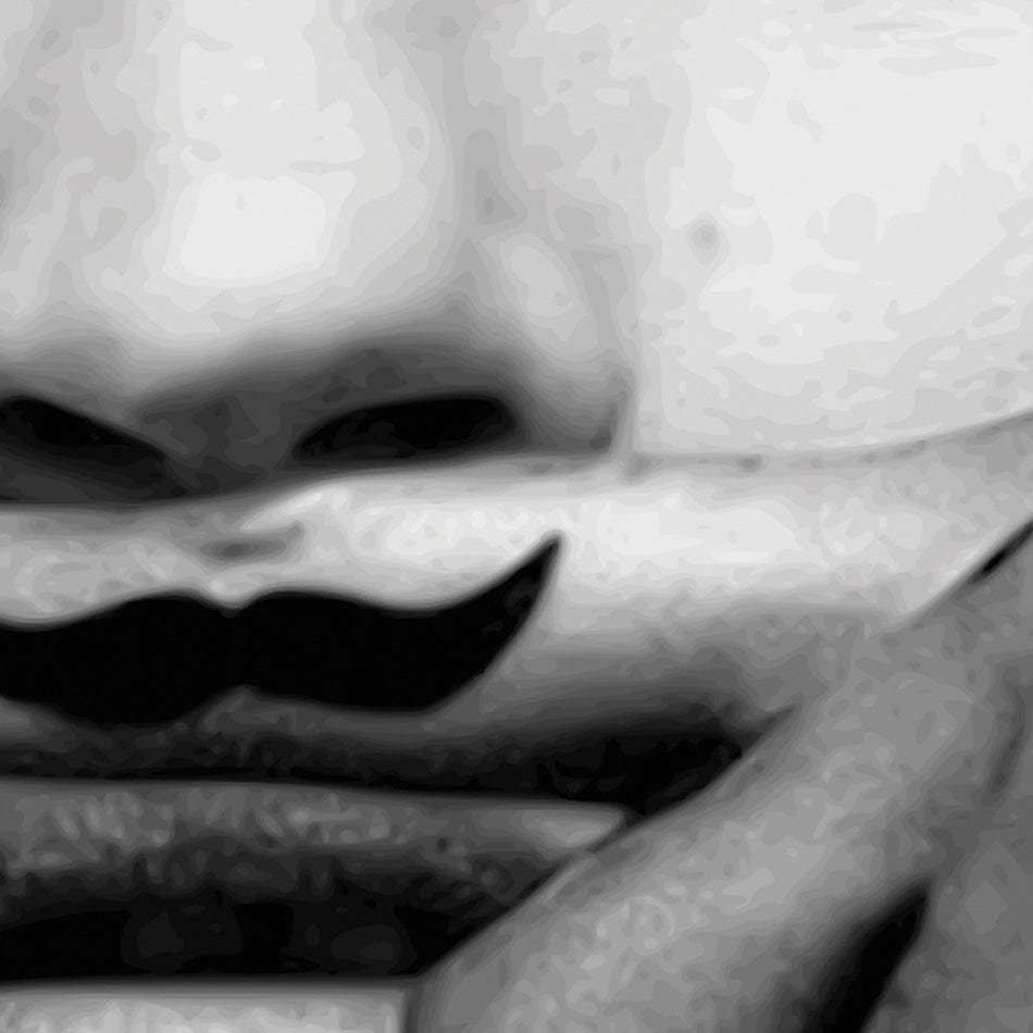 Kate Moss Moustache Square Framed Art Print wall art product S Megalos