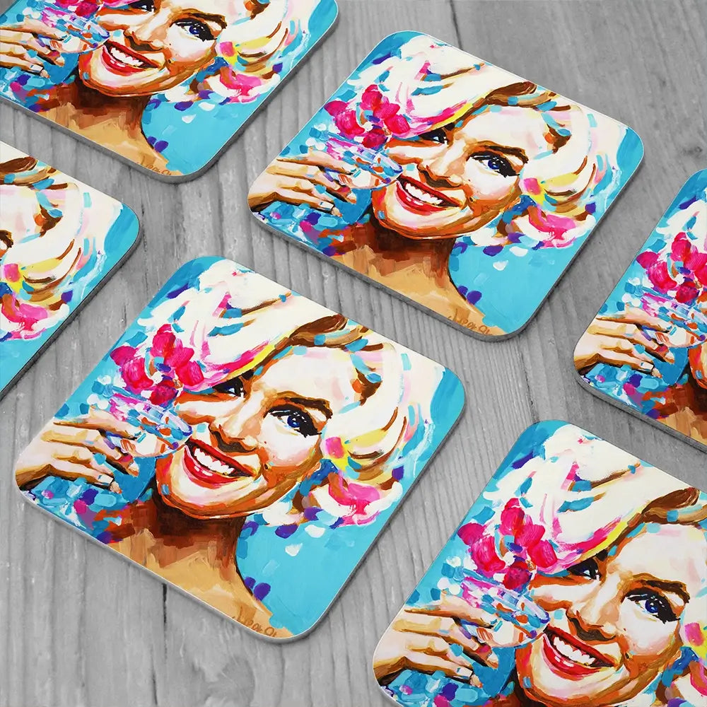 Keep Smiling Coaster Set Keep Smiling Coaster Set wall art product Juliet Stockton