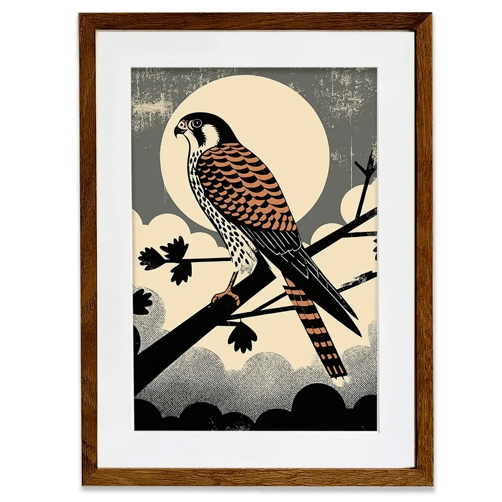 Kestrel Against The Moon Framed Art Print Kestrel Against The Moon Framed Art Print wall art product P & M Print Gallery