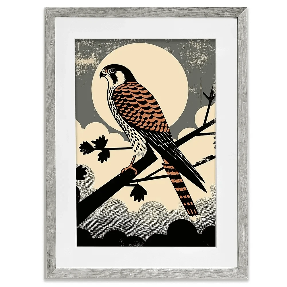 Kestrel Against The Moon Framed Art Print Kestrel Against The Moon Framed Art Print wall art product P & M Print Gallery