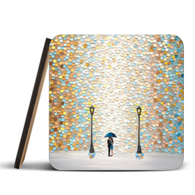 Kiss Under The Golden Rain Coaster Set Rainbow Soul Tree Coaster Set | Rainbow Soul Tree Art Coasters wall art product Ekaterina Ermilkina