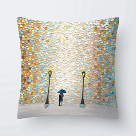Kiss Under The Golden Rain Cushion Kiss Under The Golden Rain Cushion wall art product Ekaterina Ermilkina