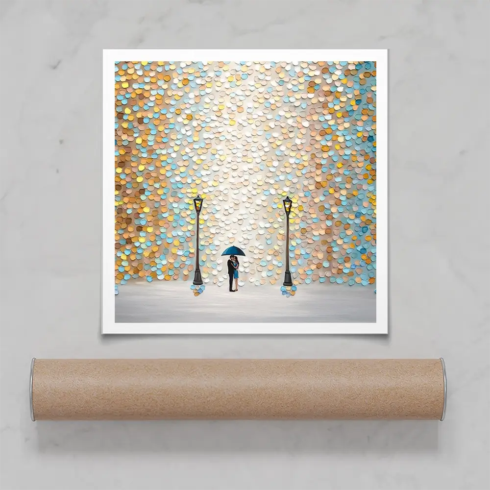 Kiss Under The Golden Rain Square Art Print Kiss Under The Golden Rain Square Art Print wall art product Ekaterina Ermilkina