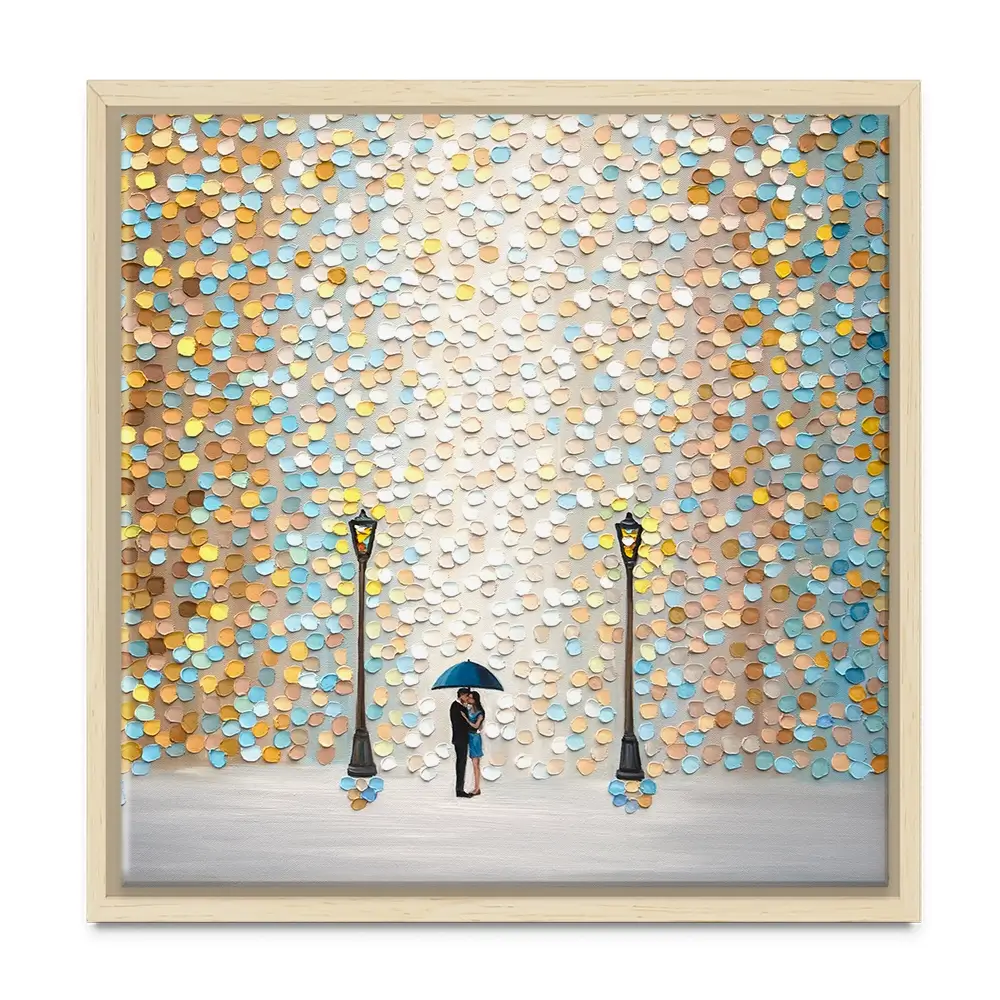 Kiss Under The Golden Rain Square Canvas Print Kiss Under The Golden Rain Square Canvas Print wall art product Ekaterina Ermilkina