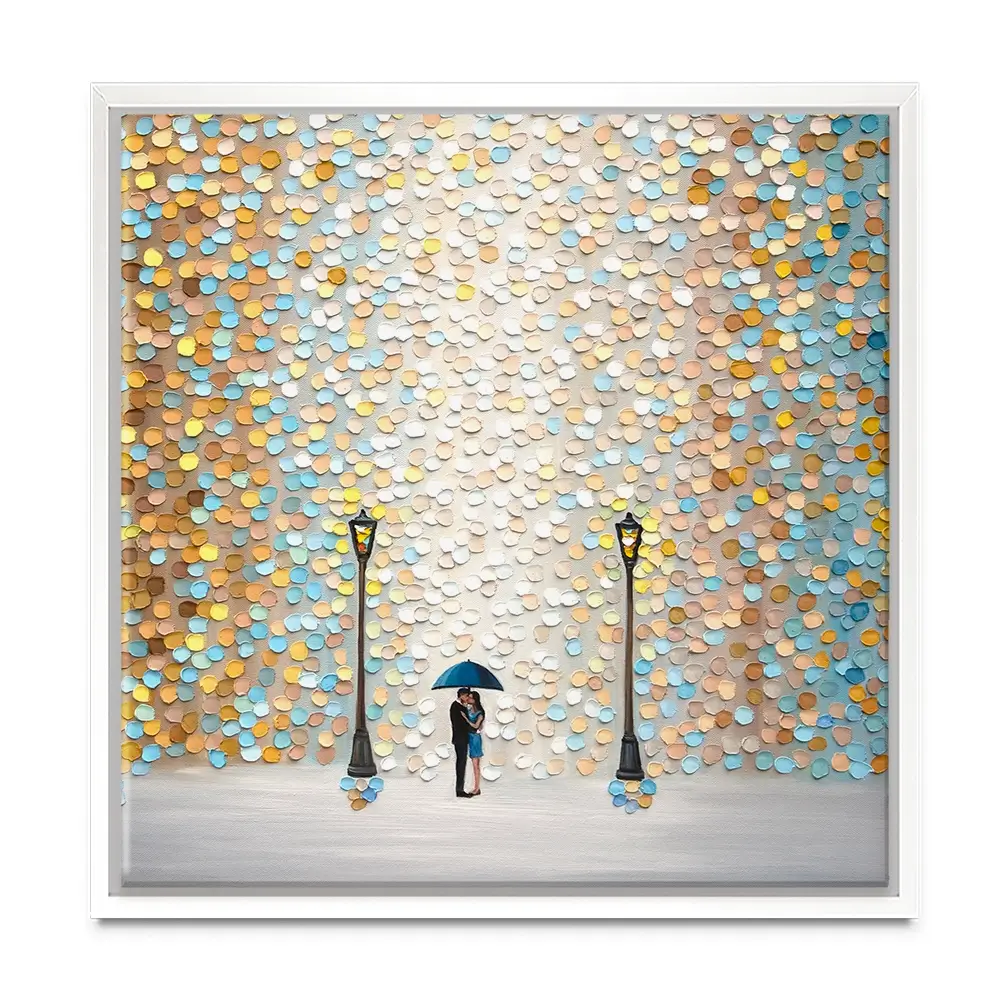 Kiss Under The Golden Rain Square Canvas Print Kiss Under The Golden Rain Square Canvas Print wall art product Ekaterina Ermilkina
