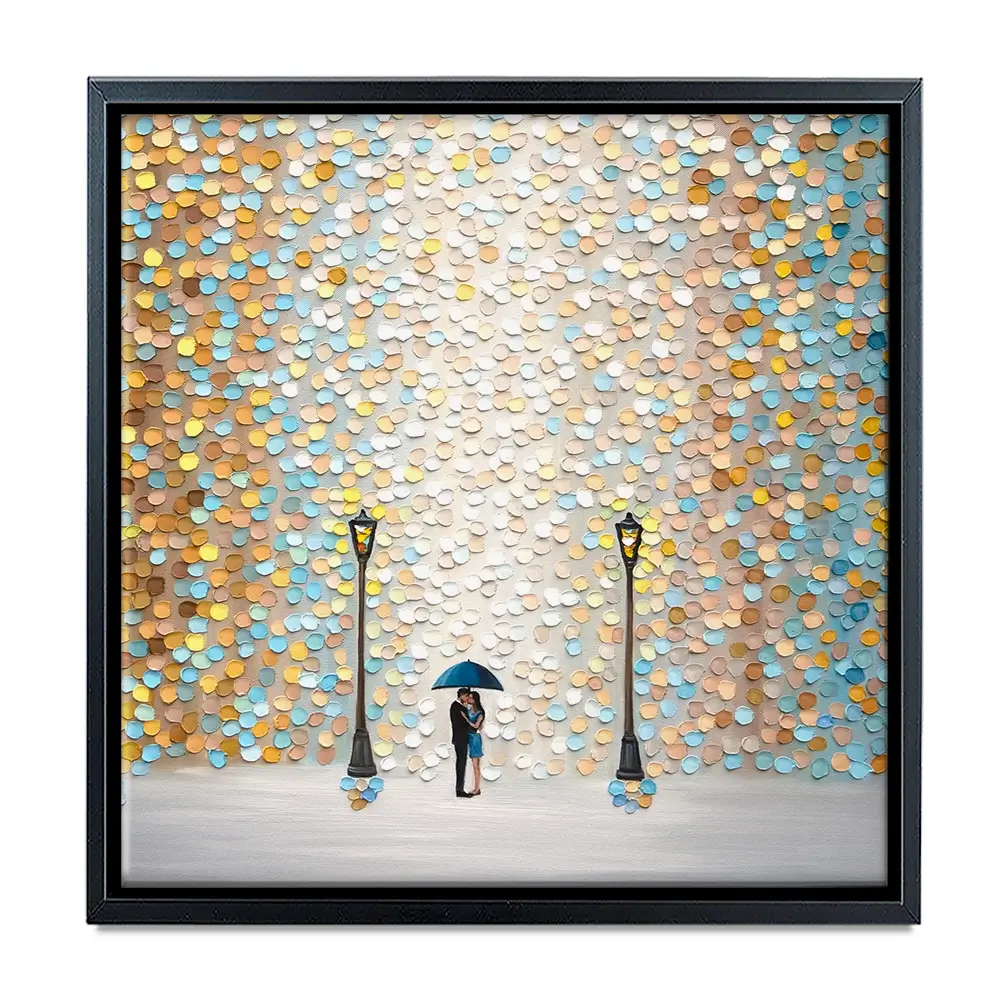 Kiss Under The Golden Rain Square Canvas Print Kiss Under The Golden Rain Square Canvas Print wall art product Ekaterina Ermilkina
