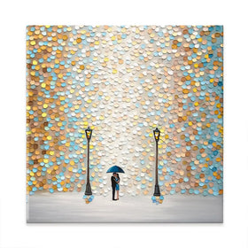 Kiss Under The Golden Rain Square Canvas Print Kiss Under The Golden Rain Square Canvas Print wall art product Ekaterina Ermilkina