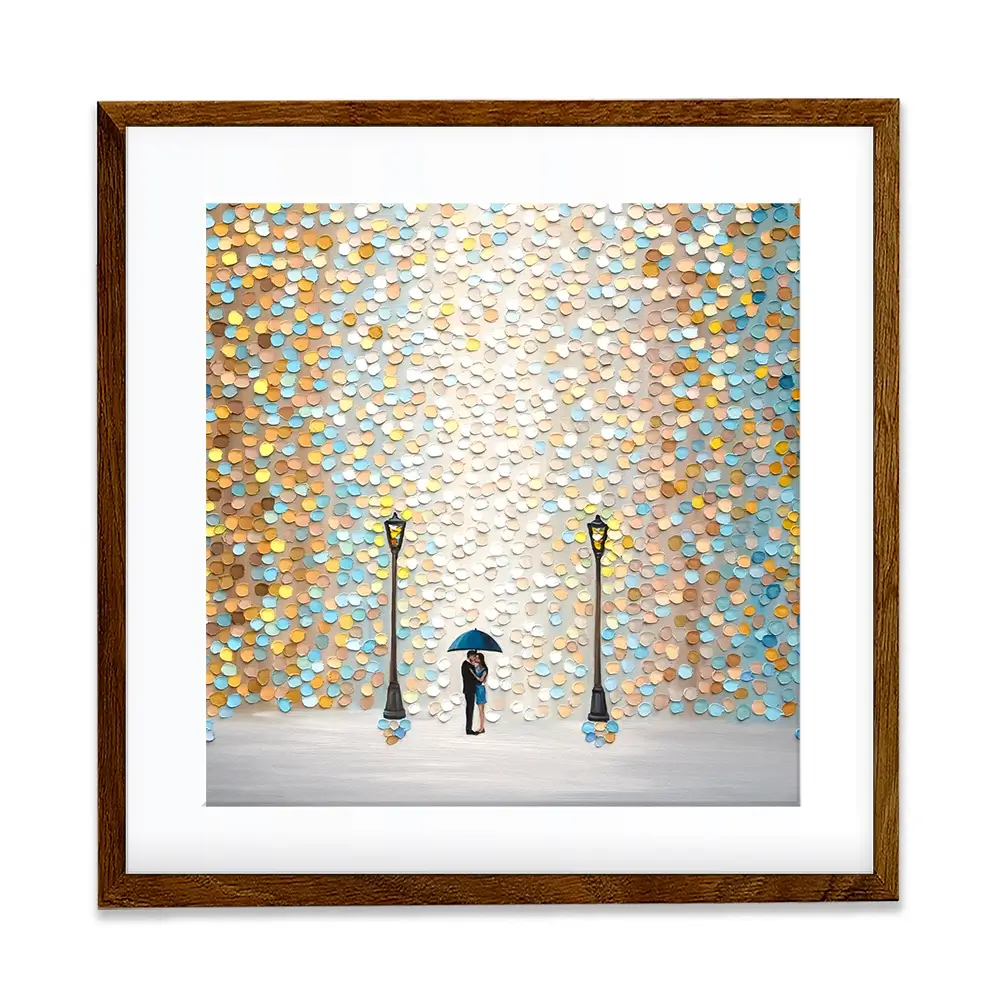 Kiss Under The Golden Rain Square Framed Art Print Kiss Under The Golden Rain Square Framed Art Print wall art product Ekaterina Ermilkina