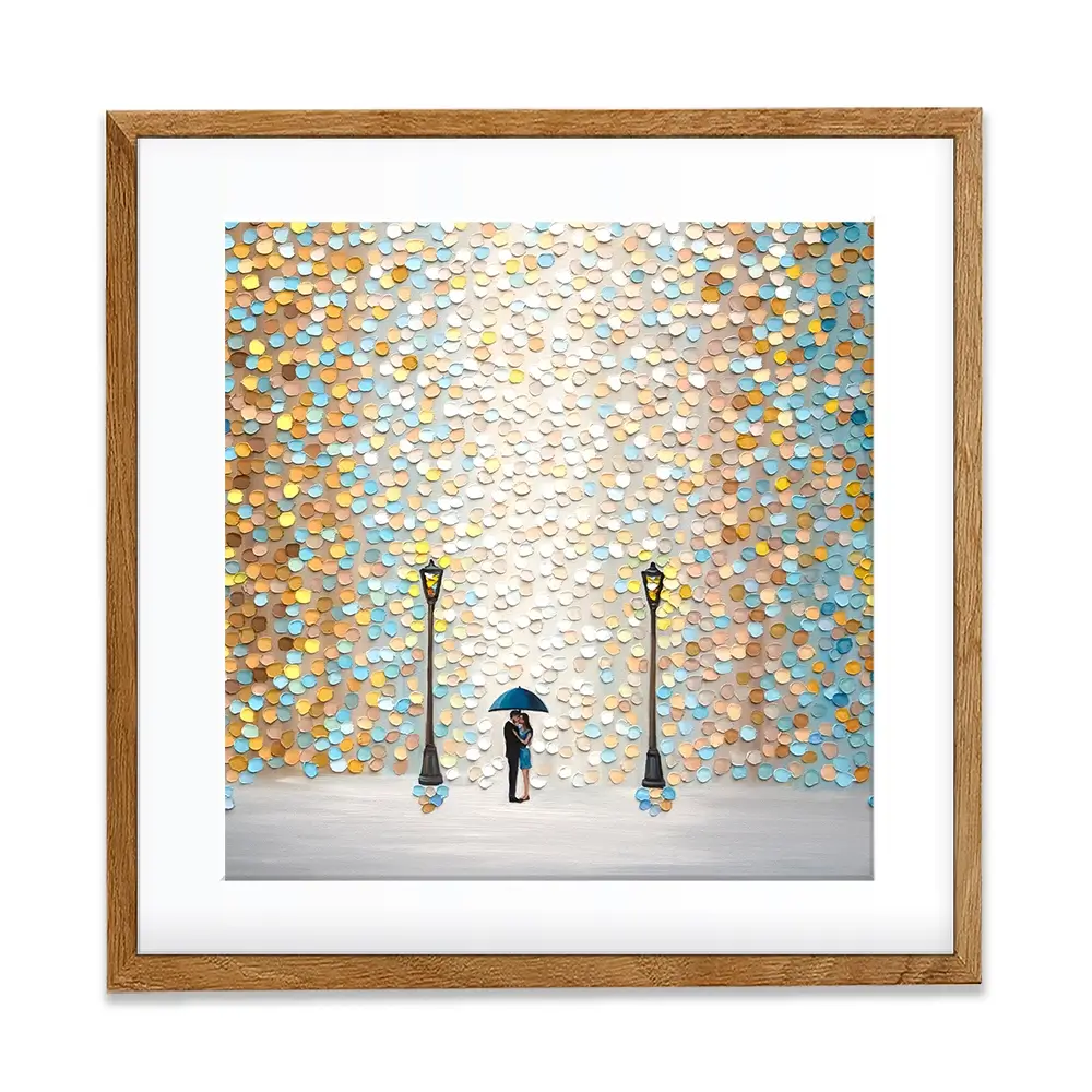 Kiss Under The Golden Rain Square Framed Art Print Kiss Under The Golden Rain Square Framed Art Print wall art product Ekaterina Ermilkina