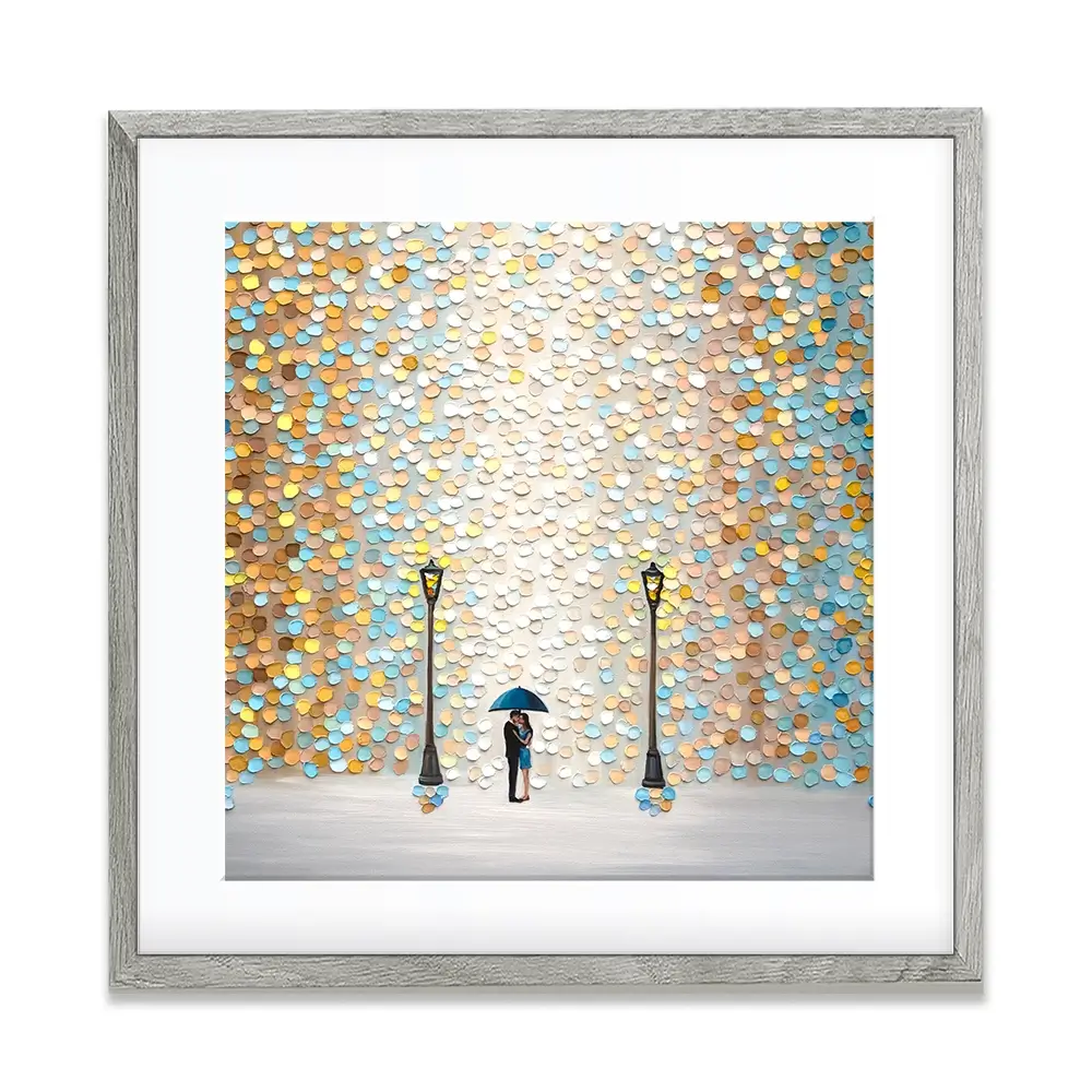 Kiss Under The Golden Rain Square Framed Art Print Kiss Under The Golden Rain Square Framed Art Print wall art product Ekaterina Ermilkina