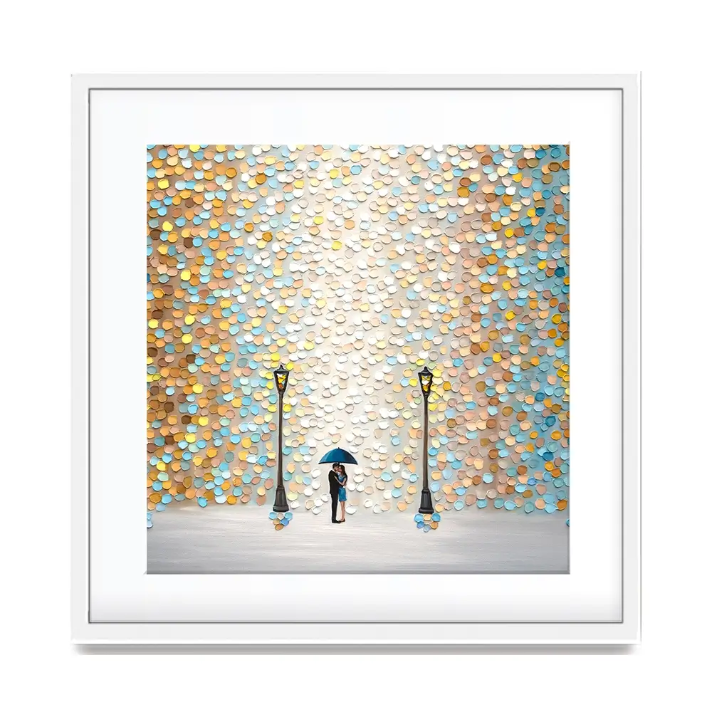 Kiss Under The Golden Rain Square Framed Art Print Kiss Under The Golden Rain Square Framed Art Print wall art product Ekaterina Ermilkina