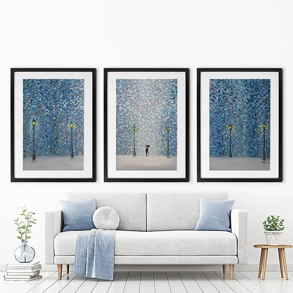 Kiss Under The Rain Framed Art Print Trio Kiss Under The Rain Framed Art Print Trio wall art product Ekaterina Ermilkina