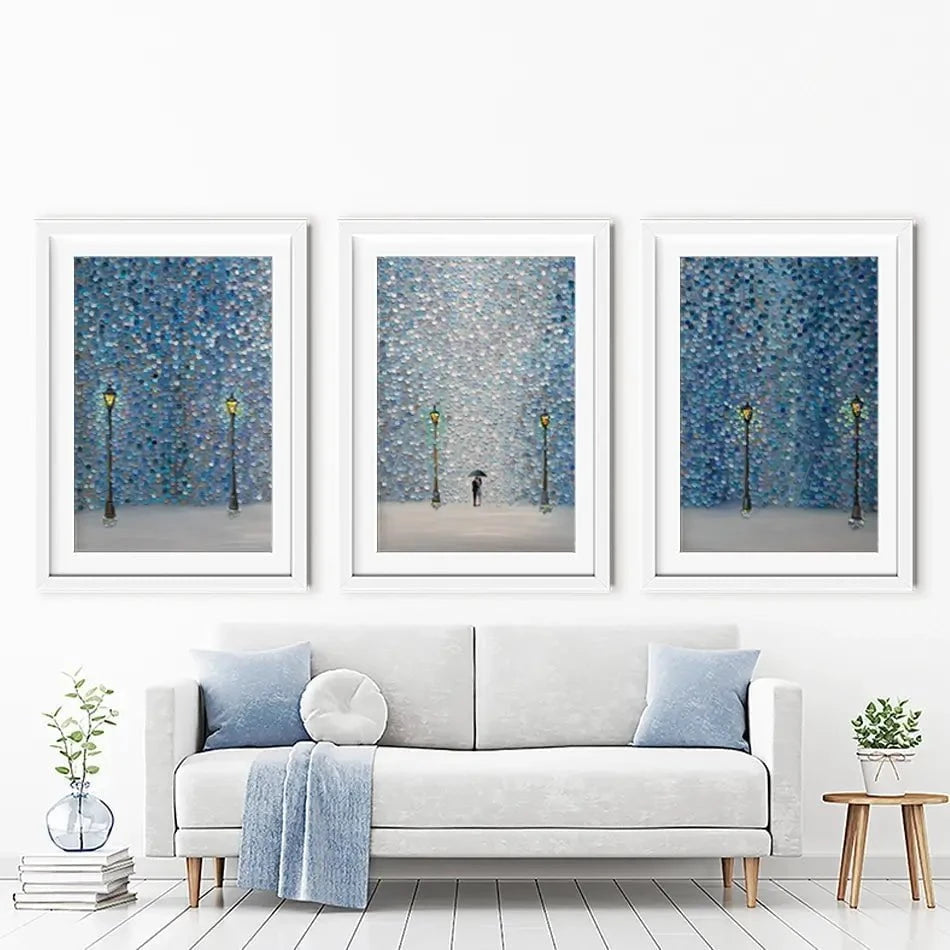 Kiss Under The Rain Framed Art Print Trio Kiss Under The Rain Framed Art Print Trio wall art product Ekaterina Ermilkina