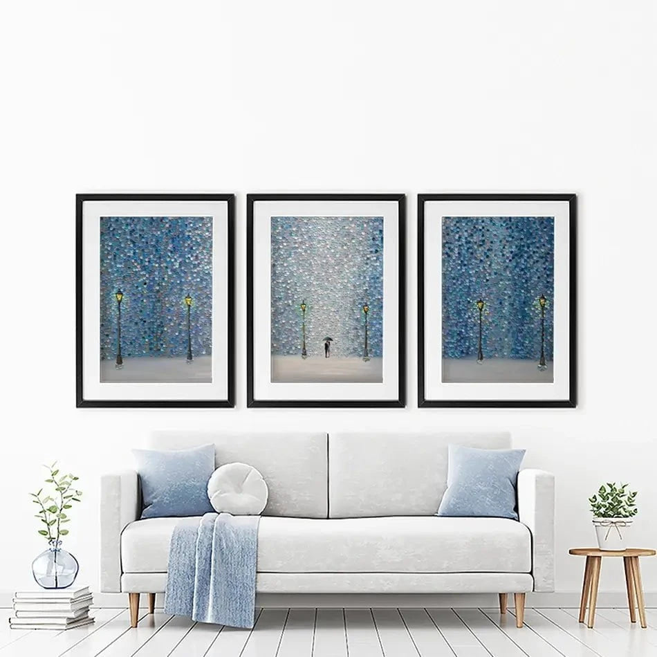 Kiss Under The Rain Framed Art Print Trio Kiss Under The Rain Framed Art Print Trio wall art product Ekaterina Ermilkina