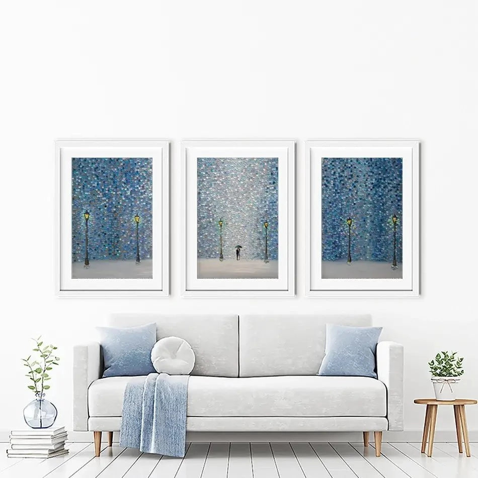 Kiss Under The Rain Framed Art Print Trio Kiss Under The Rain Framed Art Print Trio wall art product Ekaterina Ermilkina