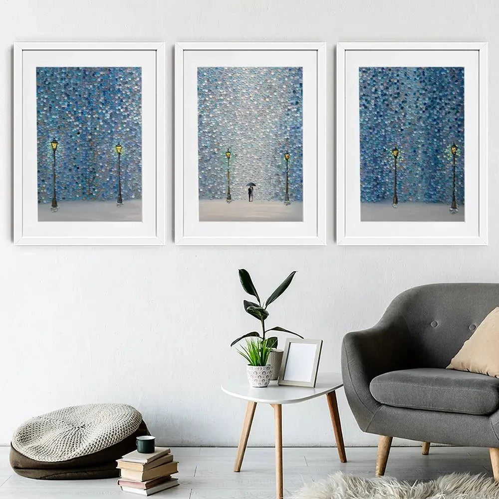 Kiss Under The Rain Framed Art Print Trio Kiss Under The Rain Framed Art Print Trio wall art product Ekaterina Ermilkina