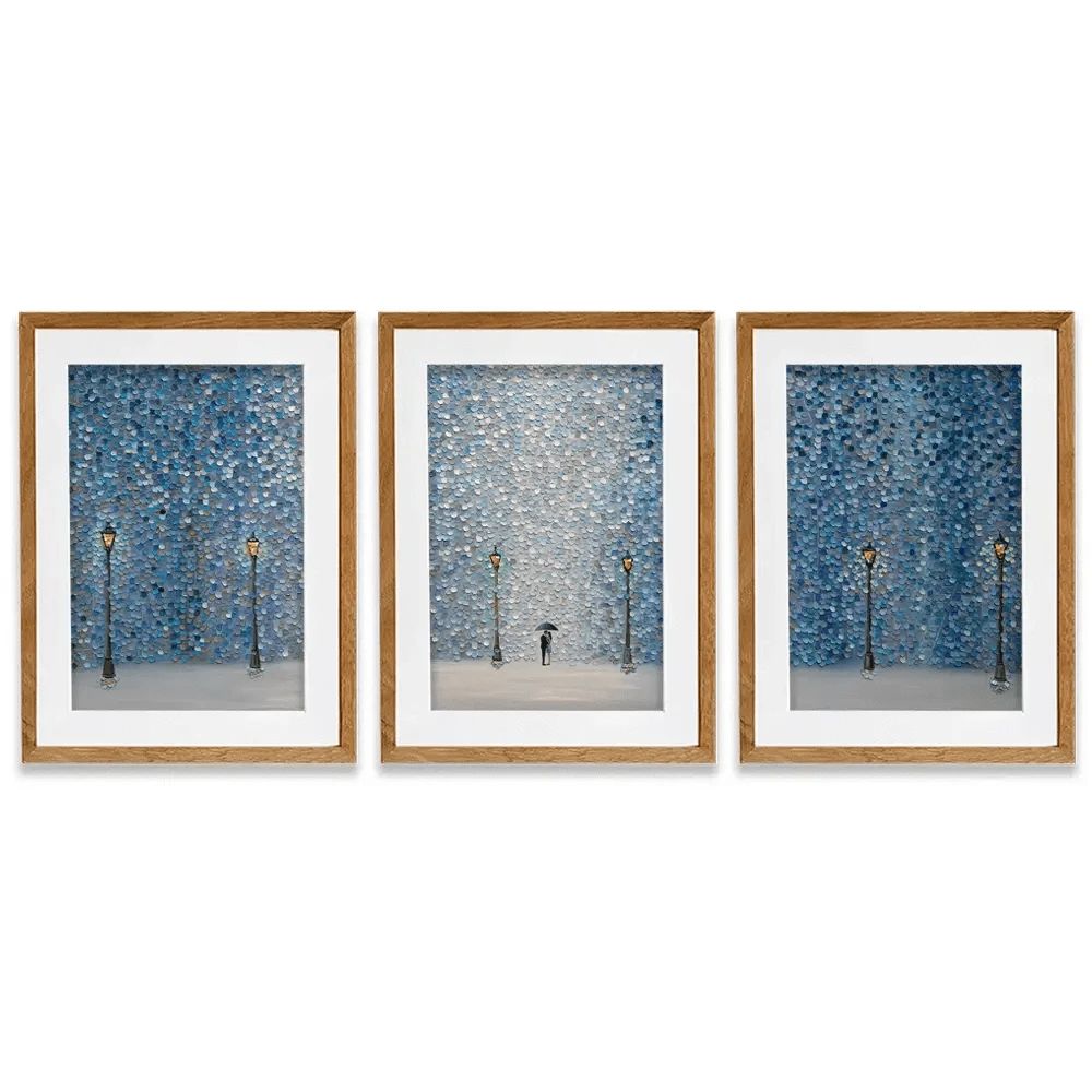 Kiss Under The Rain Framed Art Print Trio Kiss Under The Rain Framed Art Print Trio wall art product Ekaterina Ermilkina