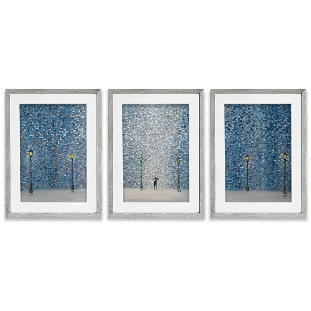 Kiss Under The Rain Framed Art Print Trio Kiss Under The Rain Framed Art Print Trio wall art product Ekaterina Ermilkina