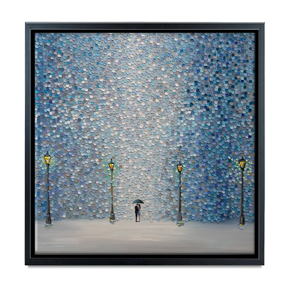 Kiss Under The Rain Square Canvas Print Kiss Under The Rain Square Canvas Print wall art product Ekaterina Ermilkina