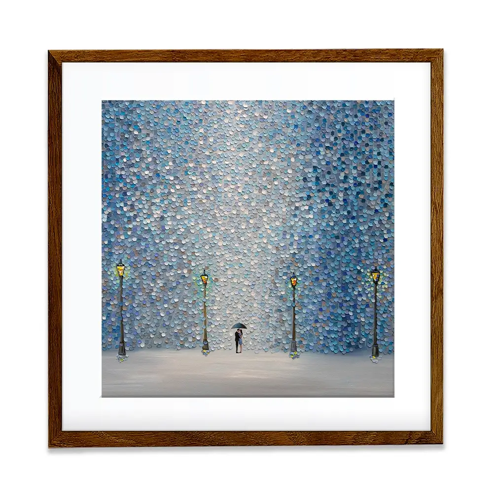 Kiss Under The Rain Square Framed Art Print Kiss Under The Rain Square Framed Art Print wall art product Ekaterina Ermilkina