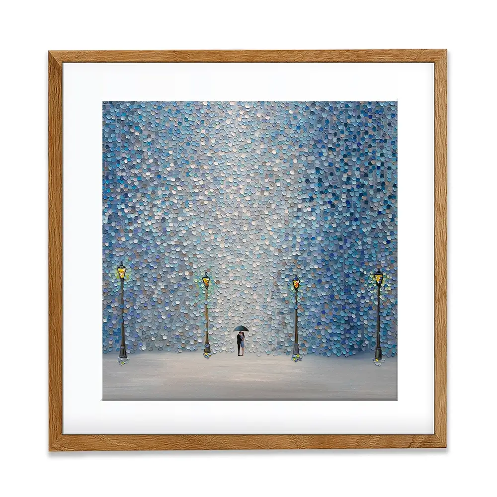 Kiss Under The Rain Square Framed Art Print Kiss Under The Rain Square Framed Art Print wall art product Ekaterina Ermilkina