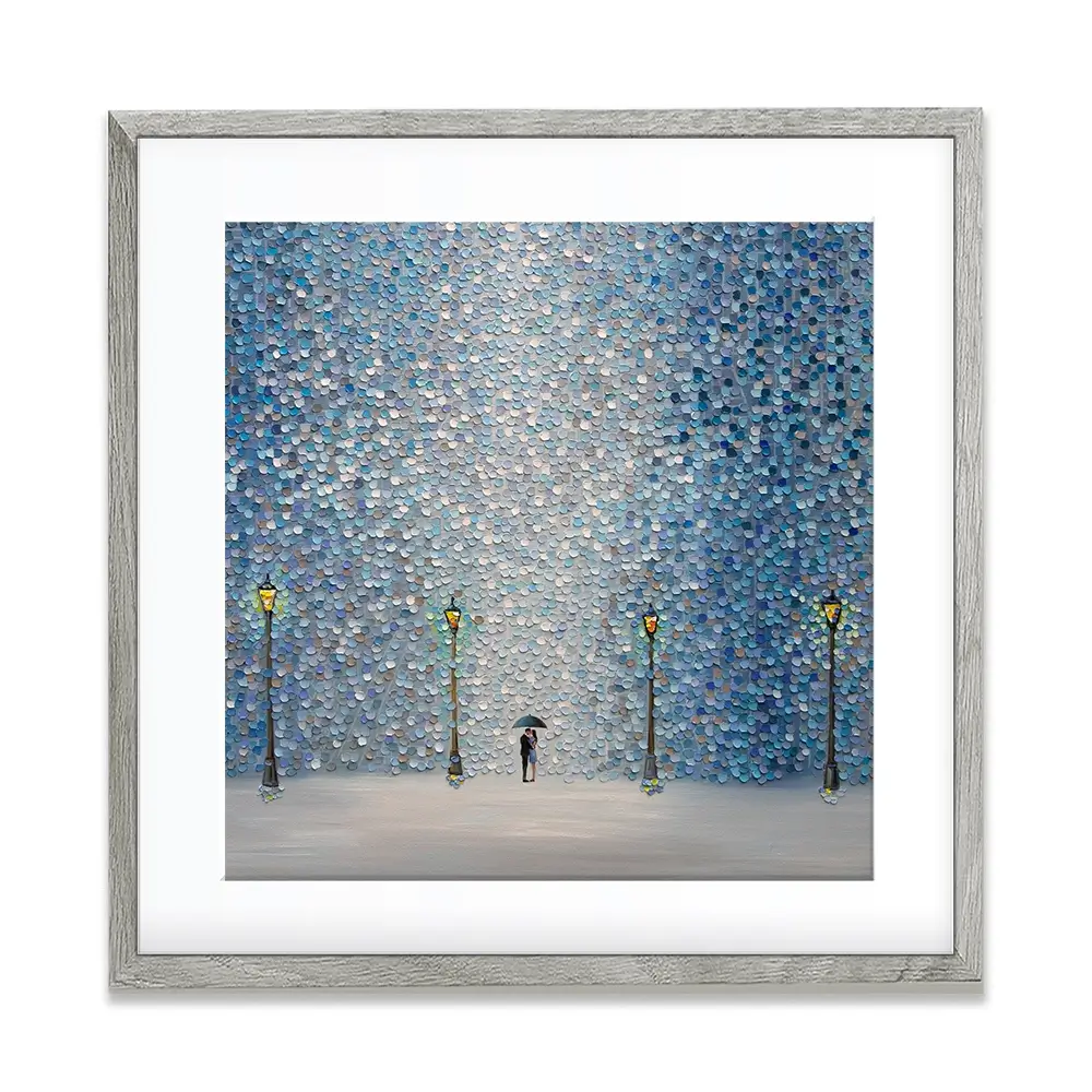 Kiss Under The Rain Square Framed Art Print Kiss Under The Rain Square Framed Art Print wall art product Ekaterina Ermilkina