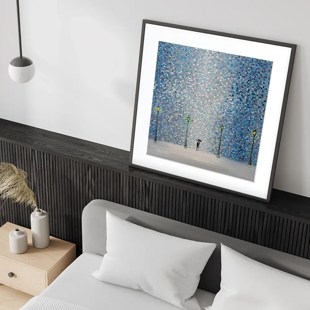 Kiss Under The Rain Square Framed Art Print Kiss Under The Rain Square Framed Art Print wall art product Ekaterina Ermilkina