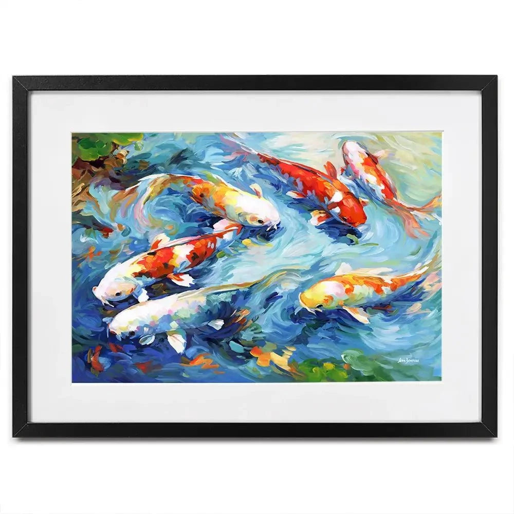 Koi Peaceful Glide Framed Art Print Koi Peaceful Glide Framed Art Print wall art product Leon Devenice