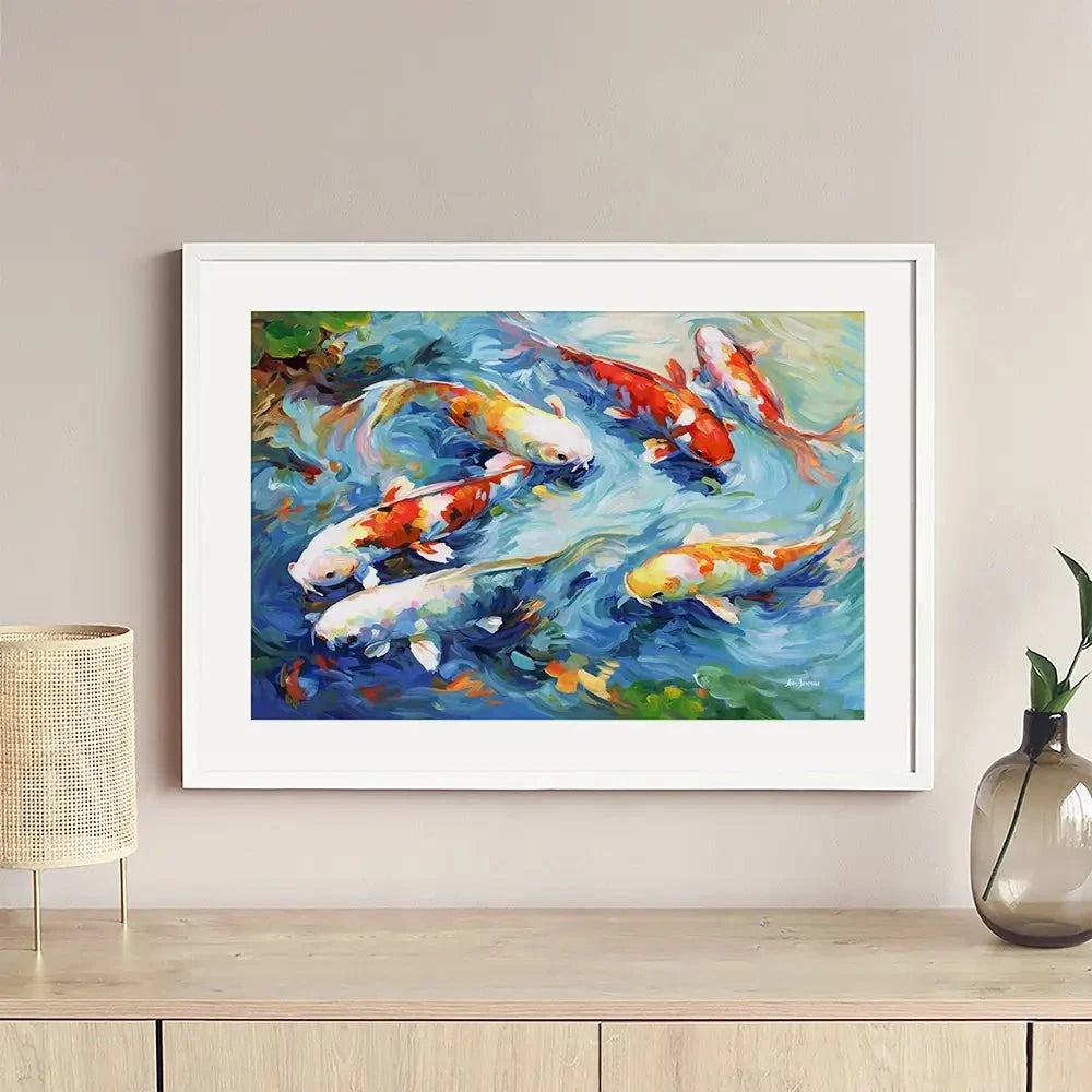Koi Peaceful Glide Framed Art Print Koi Peaceful Glide Framed Art Print wall art product Leon Devenice