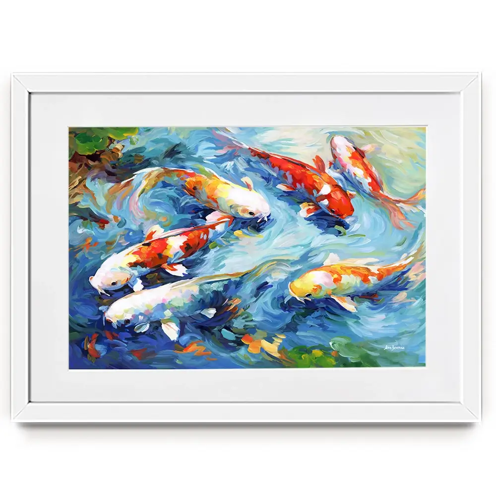 Koi Peaceful Glide Framed Art Print Koi Peaceful Glide Framed Art Print wall art product Leon Devenice
